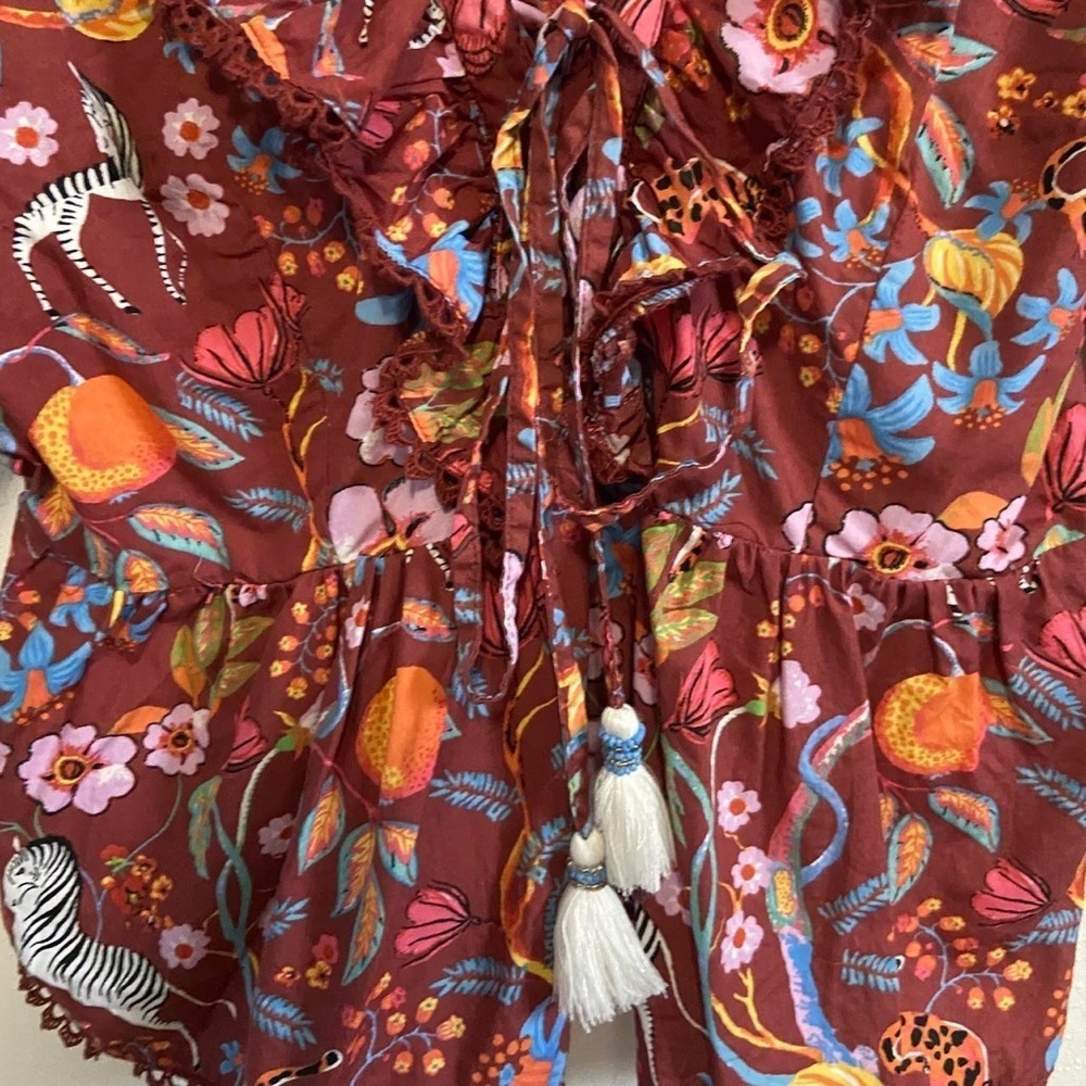 Anthropologie Maeve Ruffled Printed
Floral Zebra Tie-Front Blouse - Picture 6 of 8